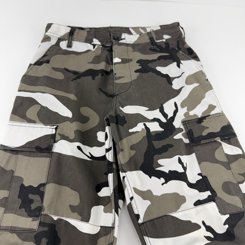 Urban Camo Cargo Pants Grey White Black High Waisted / BDU/ Y2K/Baggy SM Regular - Picture 11 of 11
